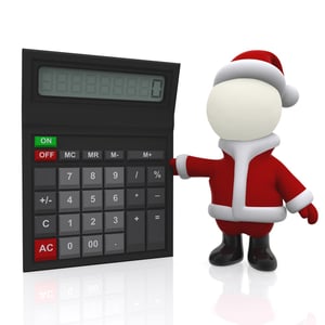 3D Santa with a calculator - isolated over a white background