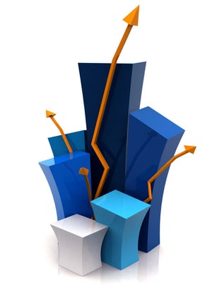3d growth illustration over a white background